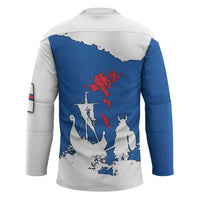 Faroe Islands Hockey Jersey with Viking Ship and Map Silhouette - Wonder Print Shop