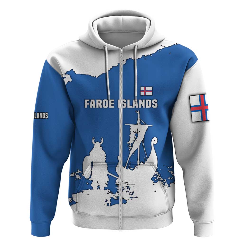 Faroe Islands Hoodie with Viking Ship and Map Silhouette - Wonder Print Shop