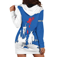 Faroe Islands Hoodie Dress with Viking Ship and Map Silhouette - Wonder Print Shop