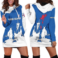 Faroe Islands Hoodie Dress with Viking Ship and Map Silhouette - Wonder Print Shop