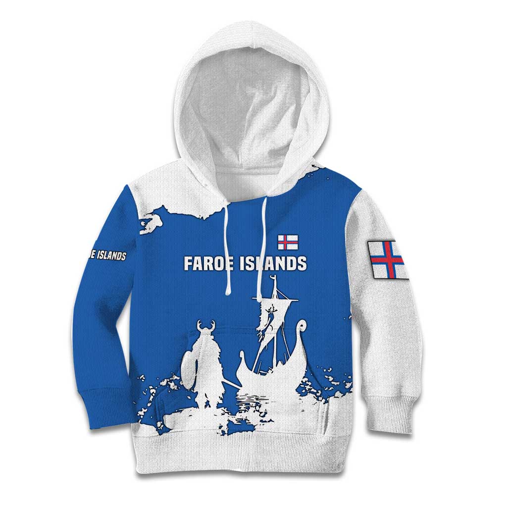 Faroe Islands Kid Hoodie with Viking Ship and Map Silhouette - Wonder Print Shop