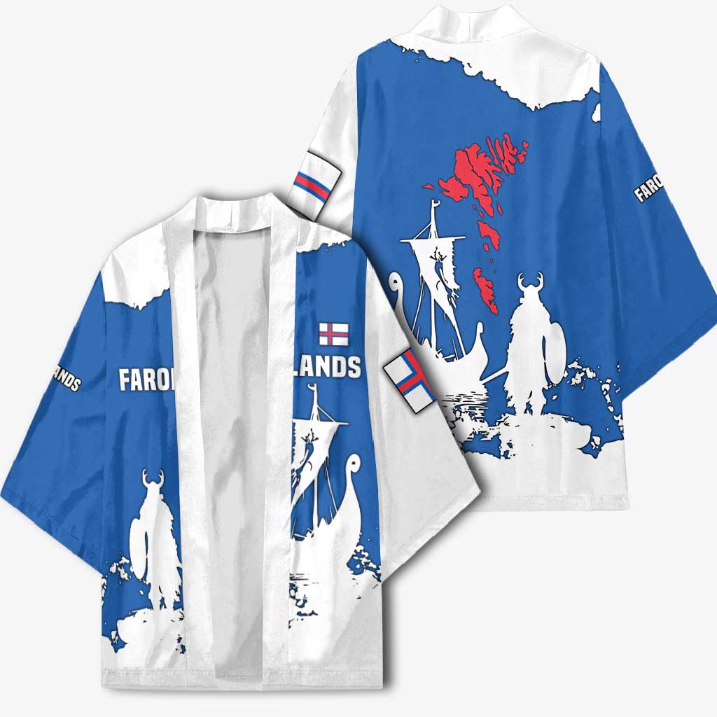 Faroe Islands Kimono with Viking Ship and Map Silhouette - Wonder Print Shop