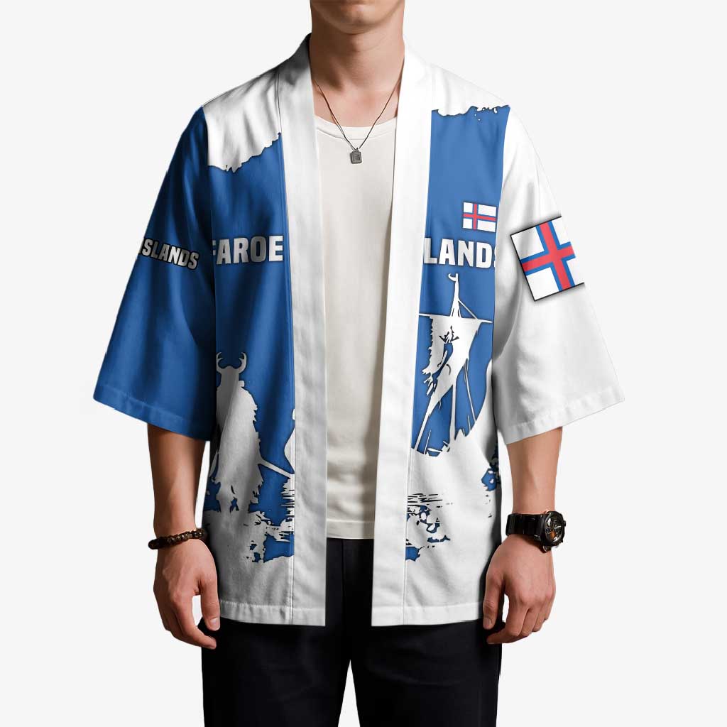 Faroe Islands Kimono with Viking Ship and Map Silhouette - Wonder Print Shop