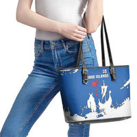 Faroe Islands Leather Tote Bag with Viking Ship and Map Silhouette - Wonder Print Shop