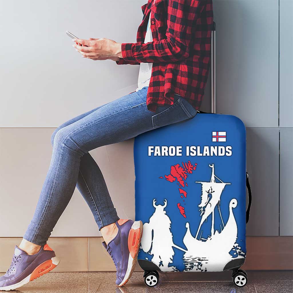 Faroe Islands Luggage Cover with Viking Ship and Map Silhouette - Wonder Print Shop