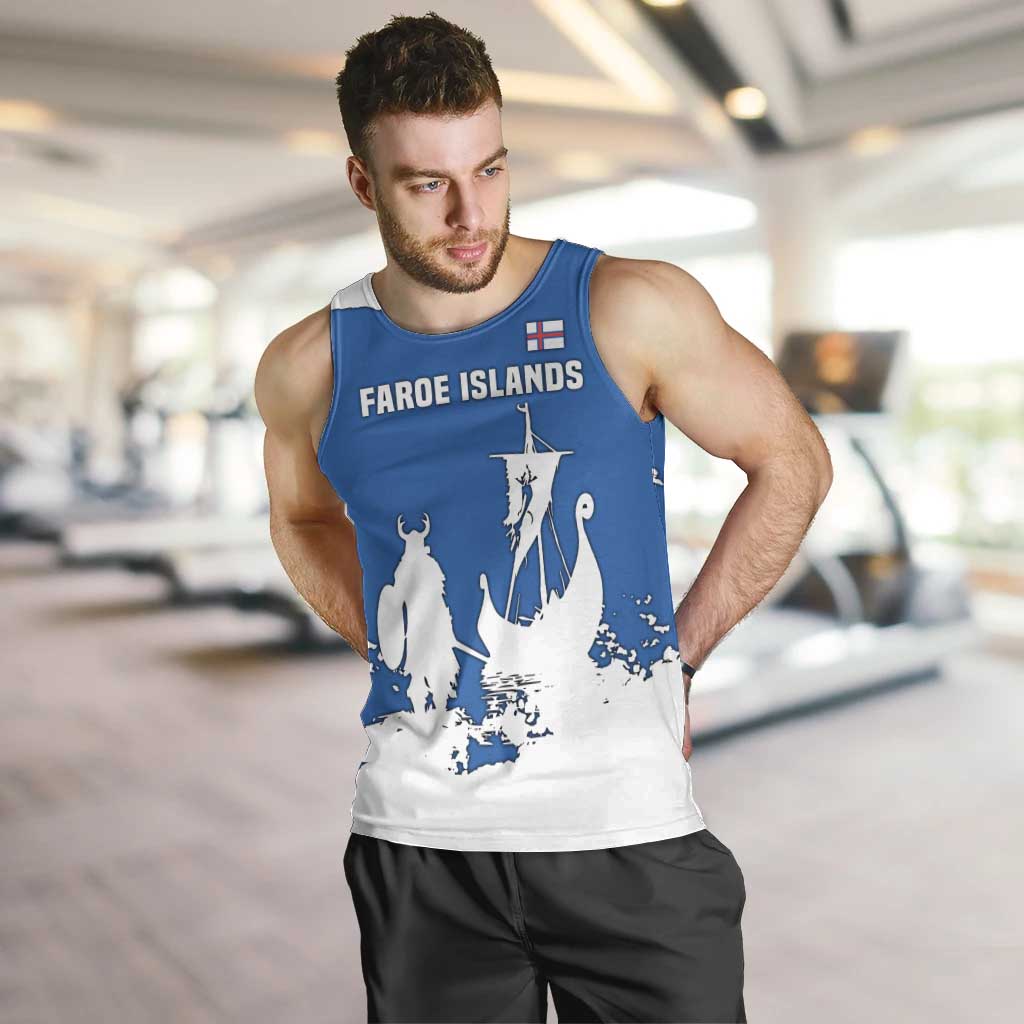 Faroe Islands Men Tank Top with Viking Ship and Map Silhouette - Wonder Print Shop