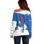Faroe Islands Off Shoulder Sweater with Viking Ship and Map Silhouette - Wonder Print Shop