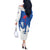 Faroe Islands Off The Shoulder Long Sleeve Dress with Viking Ship and Map Silhouette - Wonder Print Shop