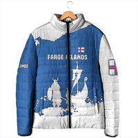 Faroe Islands Padded Jacket with Viking Ship and Map Silhouette - Wonder Print Shop