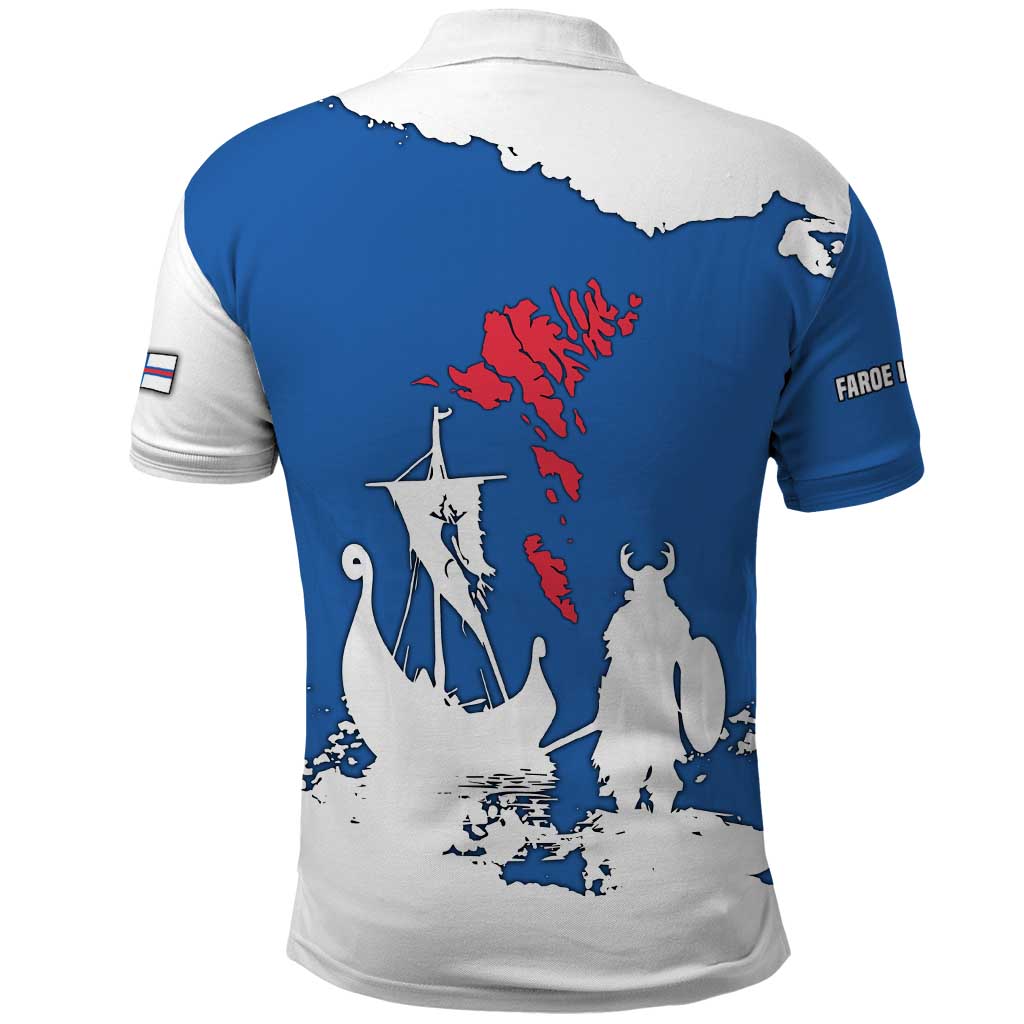 Faroe Islands Polo Shirt with Viking Ship and Map Silhouette - Wonder Print Shop
