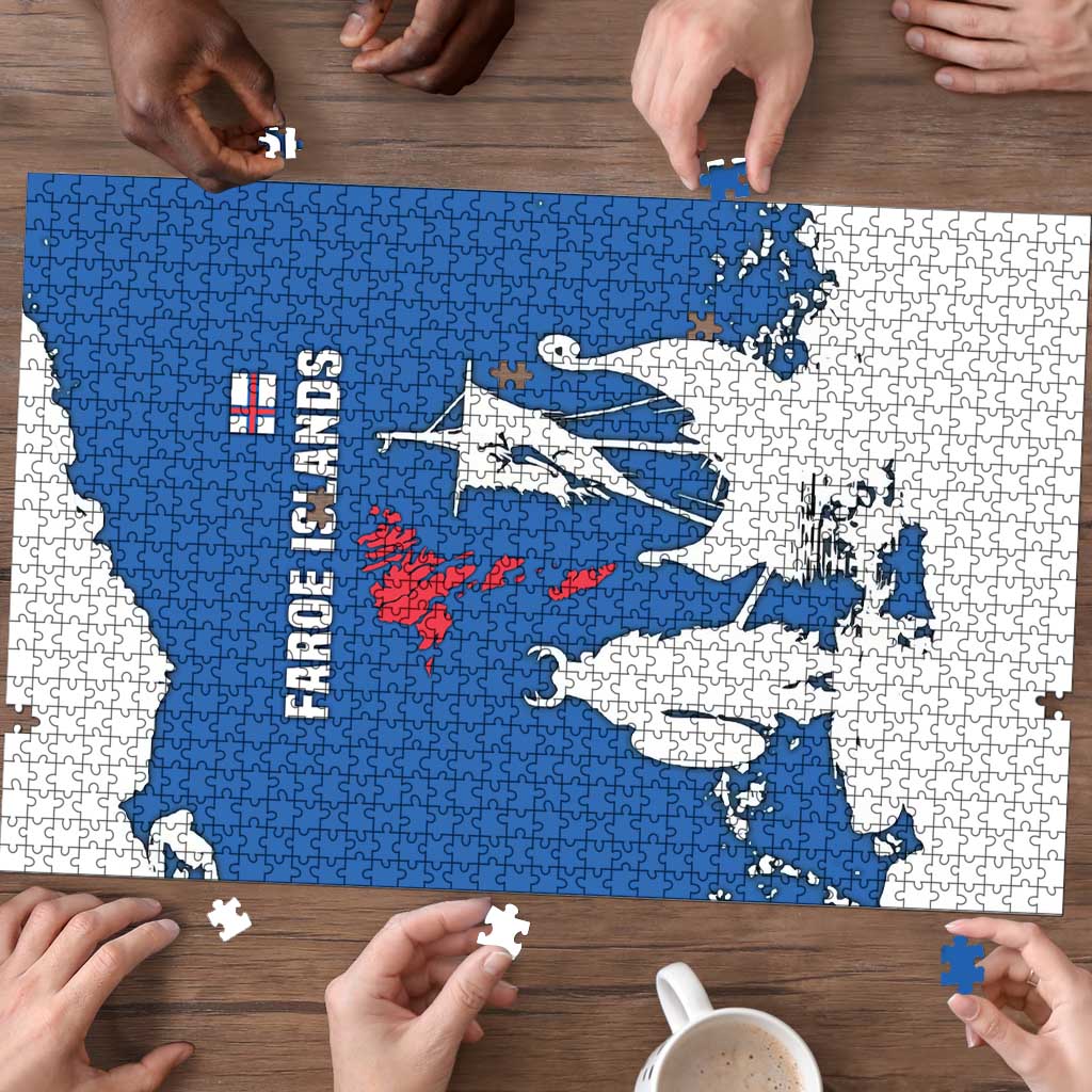 Faroe Islands Puzzle with Viking Ship and Map Silhouette - Wonder Print Shop