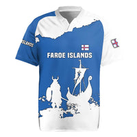 Faroe Islands Rugby Jersey with Viking Ship and Map Silhouette - Wonder Print Shop
