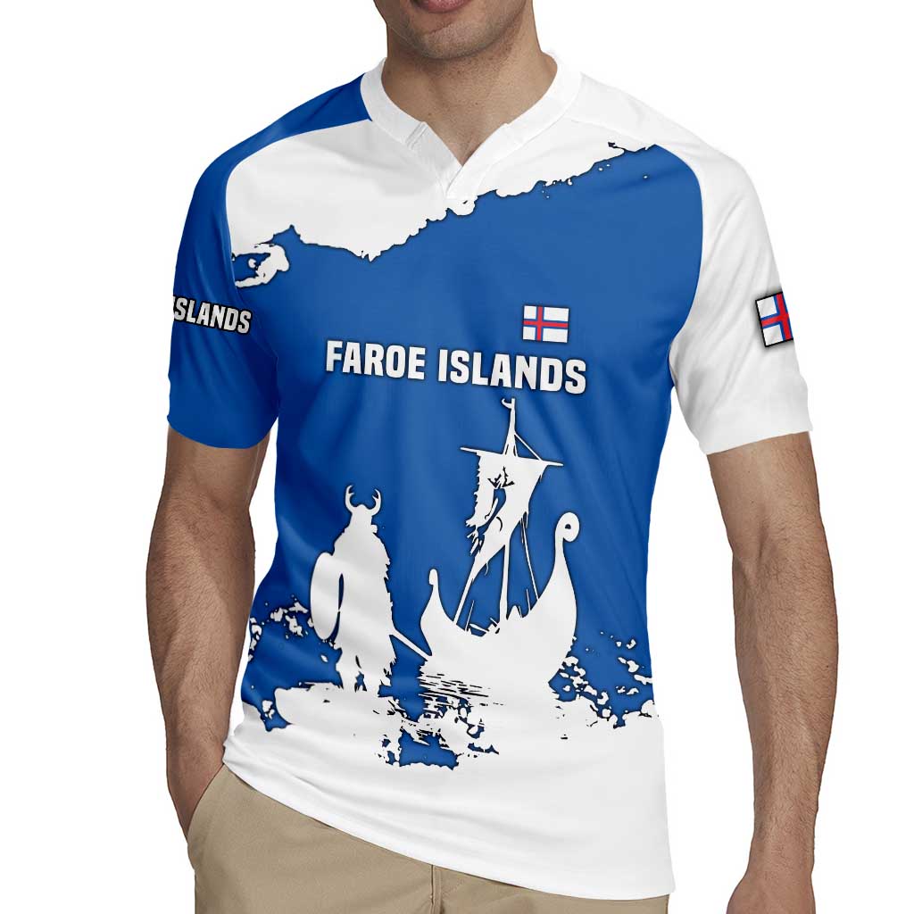 Faroe Islands Rugby Jersey with Viking Ship and Map Silhouette - Wonder Print Shop