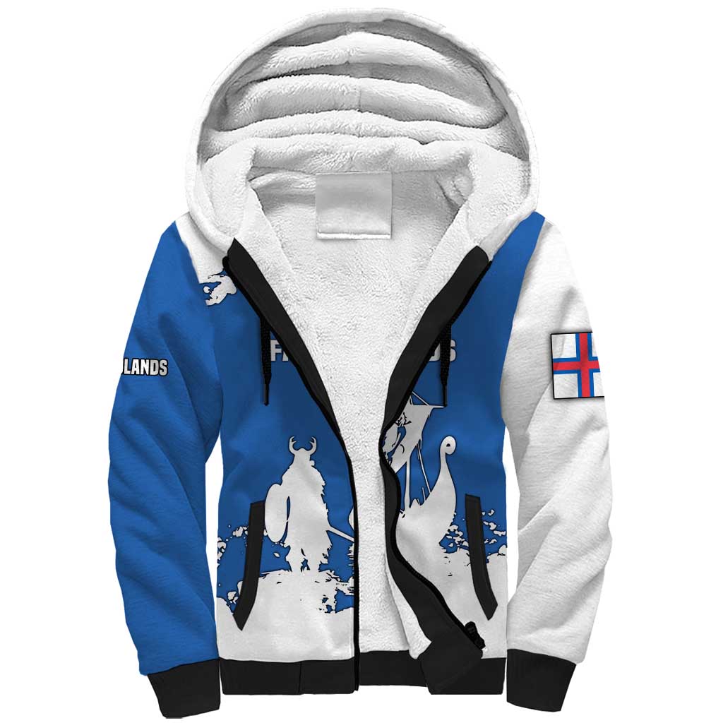 Faroe Islands Sherpa Hoodie with Viking Ship and Map Silhouette - Wonder Print Shop