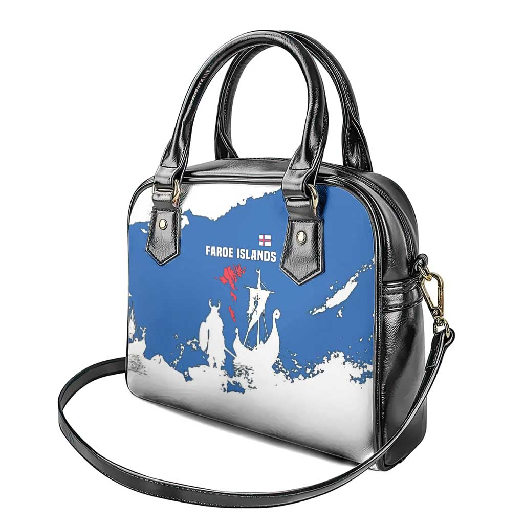 Faroe Islands Shoulder Handbag with Viking Ship and Map Silhouette - Wonder Print Shop