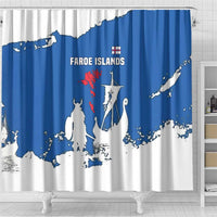 Faroe Islands Shower Curtain with Viking Ship and Map Silhouette - Wonder Print Shop