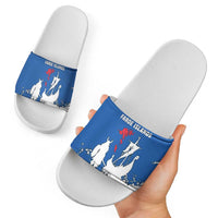 Faroe Islands Slide Sandals with Viking Ship and Map Silhouette - Wonder Print Shop