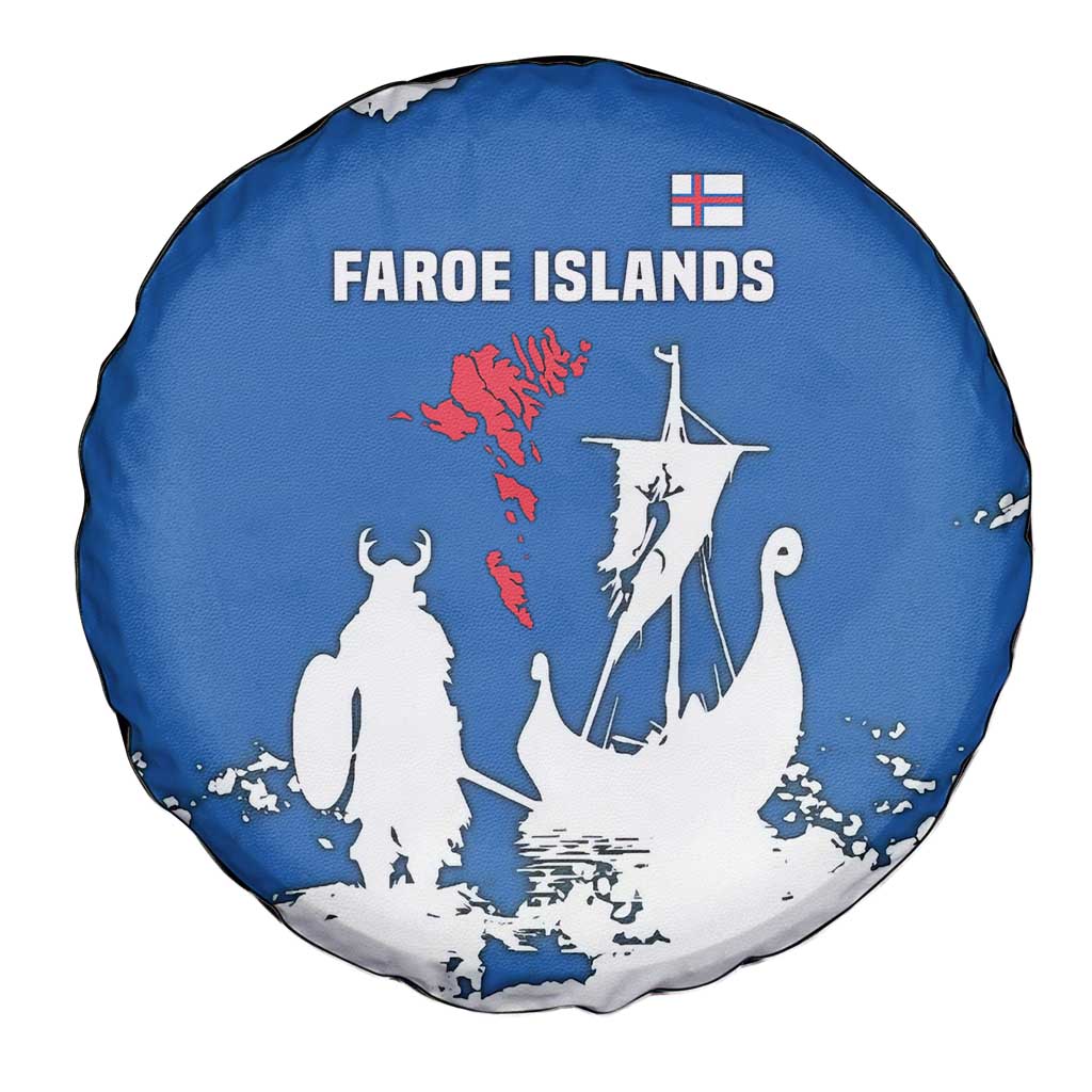 Faroe Islands Spare Tire Cover with Viking Ship and Map Silhouette - Wonder Print Shop