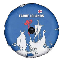 Faroe Islands Spare Tire Cover with Viking Ship and Map Silhouette - Wonder Print Shop