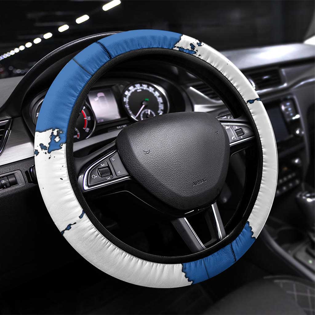 Faroe Islands Steering Wheel Cover with Viking Ship and Map Silhouette - Wonder Print Shop