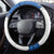 Faroe Islands Steering Wheel Cover with Viking Ship and Map Silhouette - Wonder Print Shop