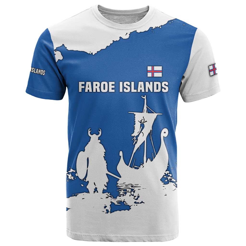 Faroe Islands T Shirt with Viking Ship and Map Silhouette - Wonder Print Shop