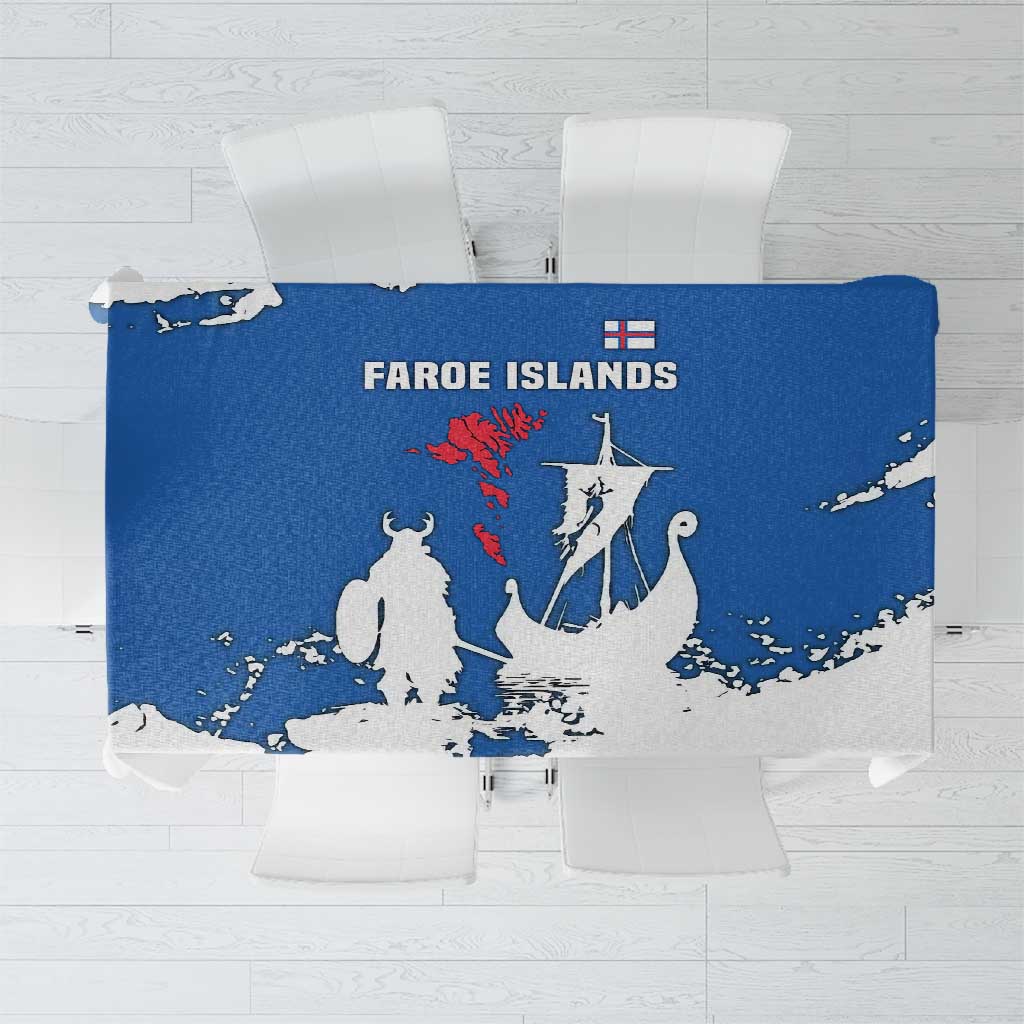 Faroe Islands Tablecloth with Viking Ship and Map Silhouette - Wonder Print Shop