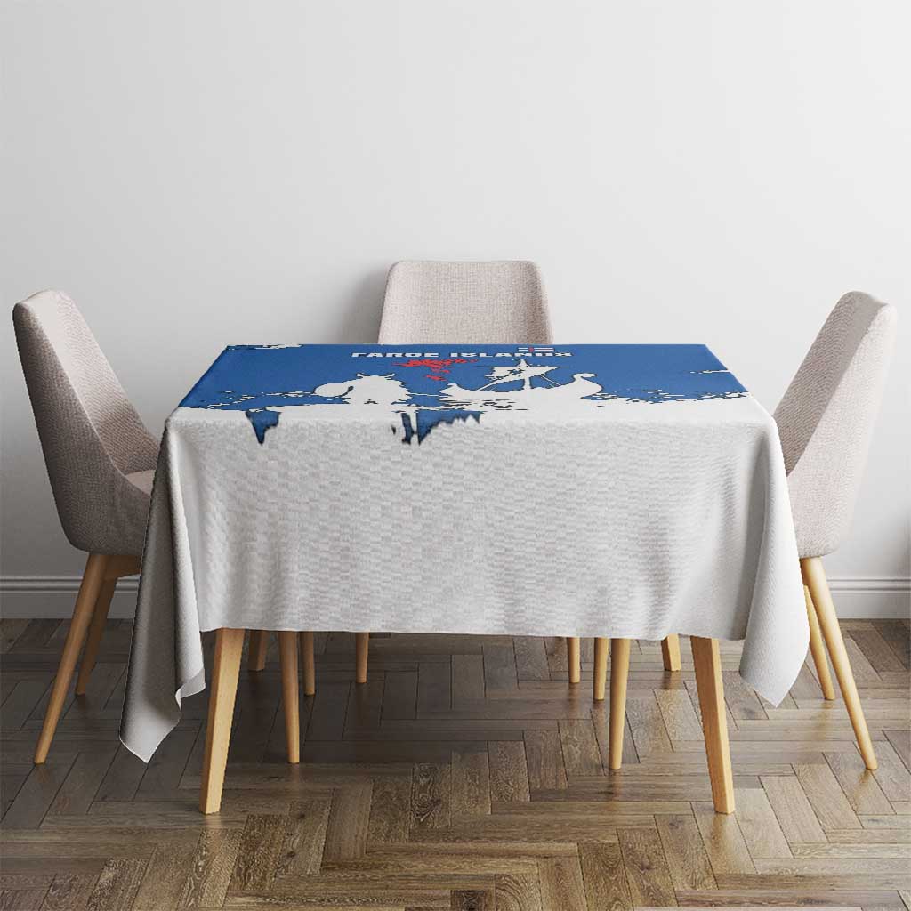 Faroe Islands Tablecloth with Viking Ship and Map Silhouette - Wonder Print Shop