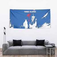 Faroe Islands Tapestry with Viking Ship and Map Silhouette - Wonder Print Shop