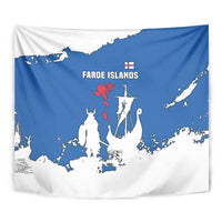 Faroe Islands Tapestry with Viking Ship and Map Silhouette - Wonder Print Shop