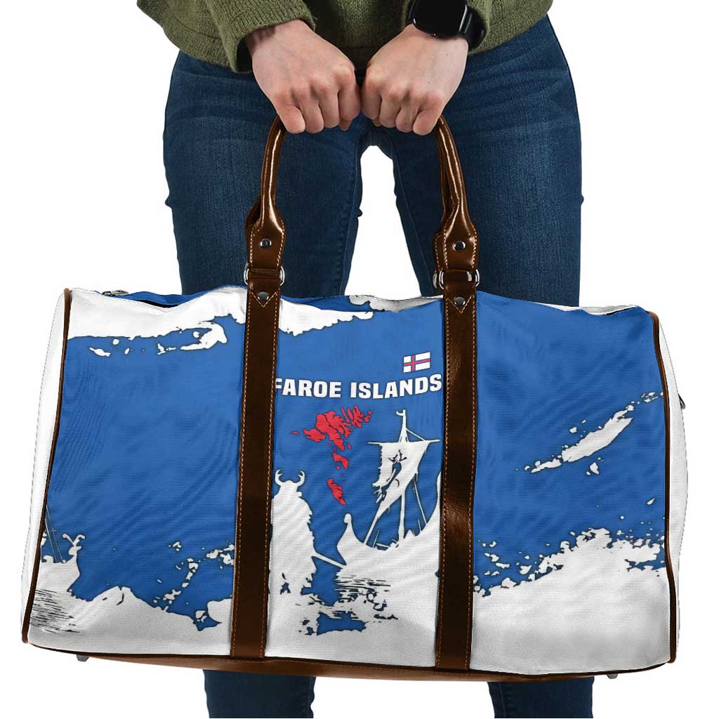 Faroe Islands Travel Bag with Viking Ship and Map Silhouette - Wonder Print Shop