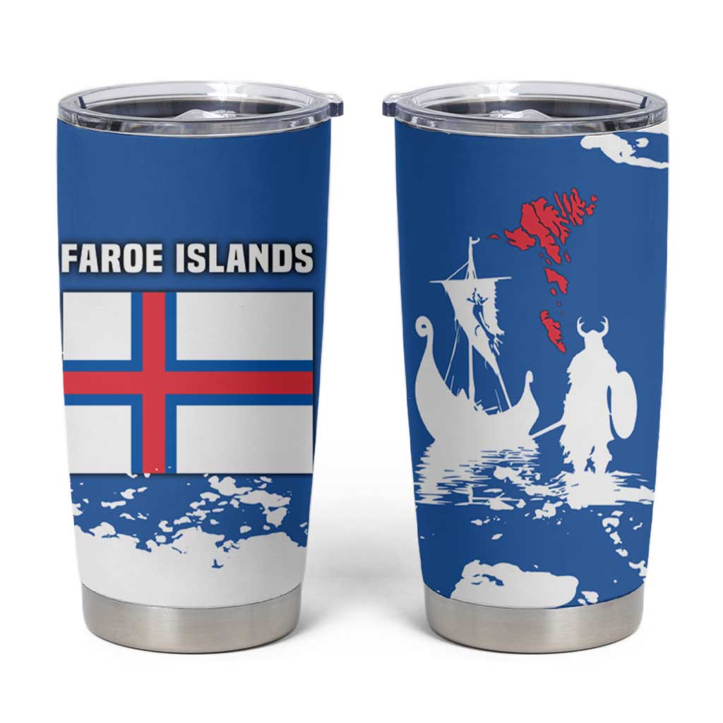 Faroe Islands Tumbler Cup with Viking Ship and Map Silhouette - Wonder Print Shop