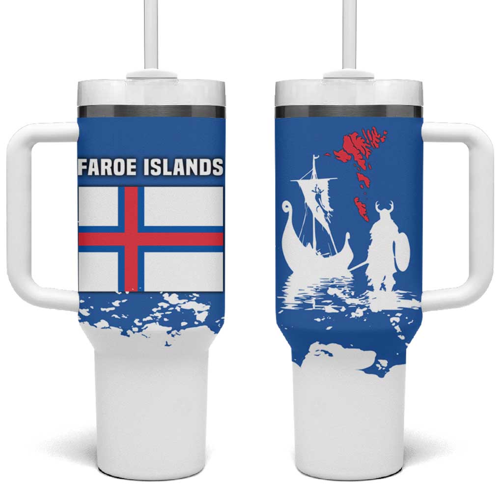 Faroe Islands Tumbler With Handle with Viking Ship and Map Silhouette - Wonder Print Shop