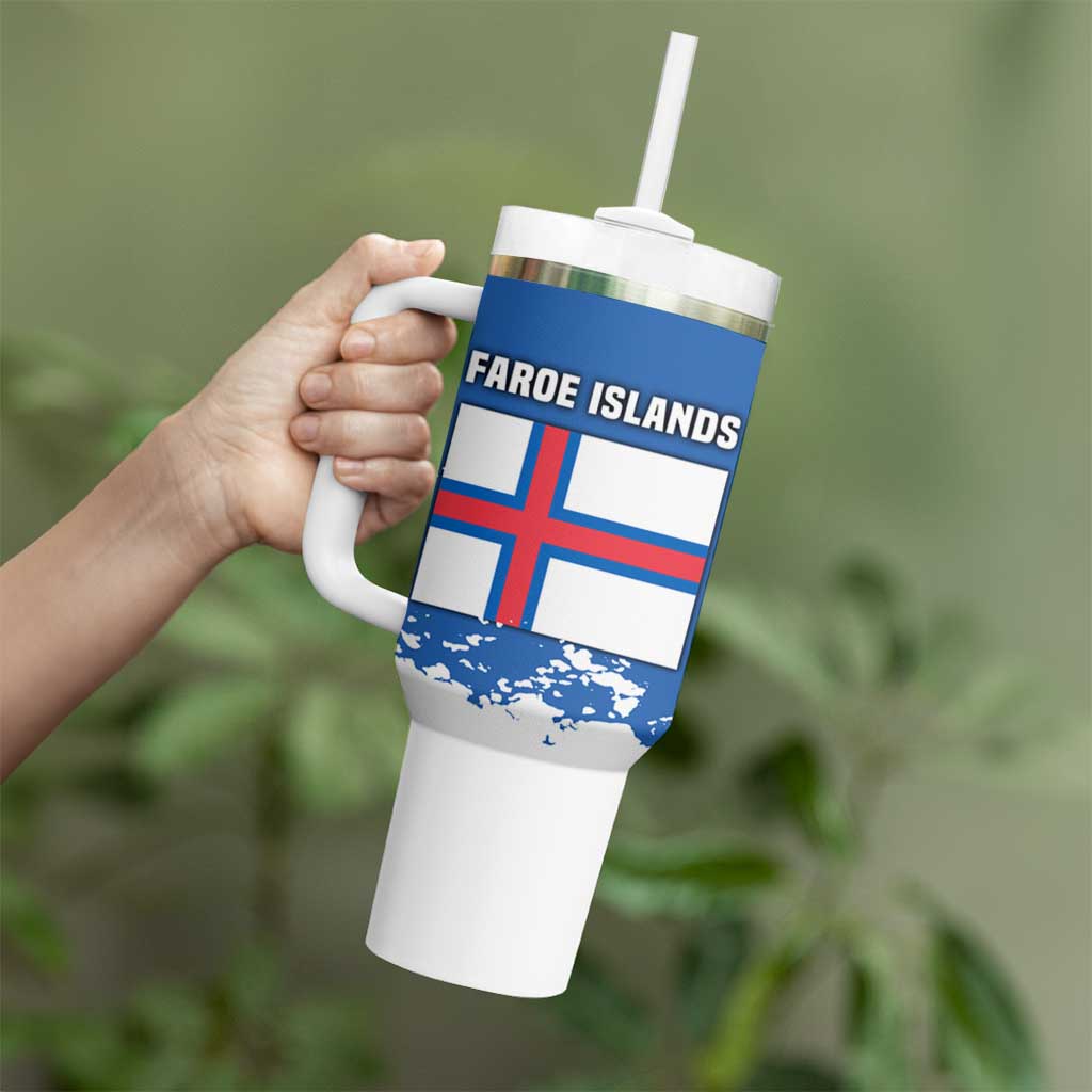 Faroe Islands Tumbler With Handle with Viking Ship and Map Silhouette - Wonder Print Shop