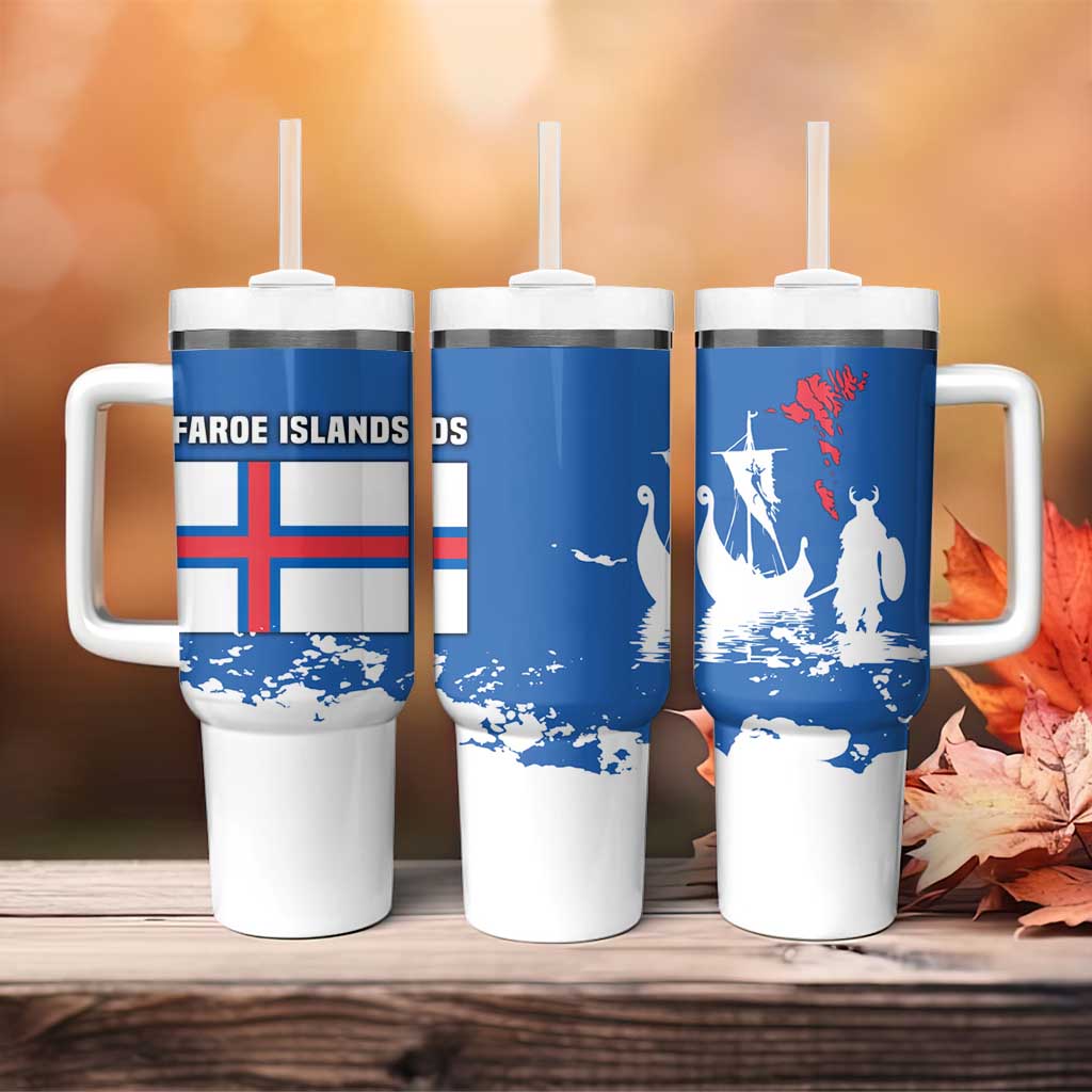 Faroe Islands Tumbler With Handle with Viking Ship and Map Silhouette - Wonder Print Shop