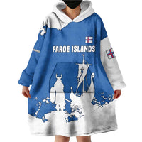 Faroe Islands Wearable Blanket Hoodie with Viking Ship and Map Silhouette - Wonder Print Shop