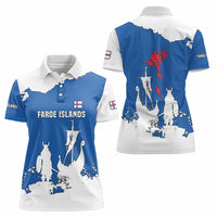Faroe Islands Women Polo Shirt with Viking Ship and Map Silhouette - Wonder Print Shop