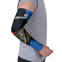 Faroe Islands Arm Sleeves with Waterfall Nature Scene and Rune Pattern Design - Wonder Print Shop