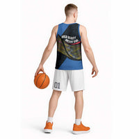 Faroe Islands Basketball Jersey with Waterfall Nature Scene and Rune Pattern Design - Wonder Print Shop