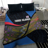 Faroe Islands Bedding Set with Waterfall Nature Scene and Rune Pattern Design - Wonder Print Shop