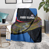 Faroe Islands Blanket with Waterfall Nature Scene and Rune Pattern Design - Wonder Print Shop