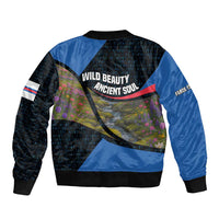 Faroe Islands Bomber Jacket with Waterfall Nature Scene and Rune Pattern Design - Wonder Print Shop