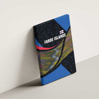 Faroe Islands Canvas Wall Art with Waterfall Nature Scene and Rune Pattern Design - Wonder Print Shop