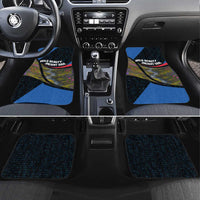 Faroe Islands Car Mats with Waterfall Nature Scene and Rune Pattern Design - Wonder Print Shop