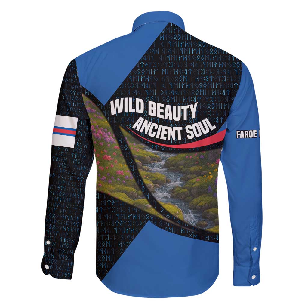 Faroe Islands Family Matching Long Sleeve Bodycon Dress and Hawaiian Shirt with Waterfall Nature Scene and Rune Pattern Design - Wonder Print Shop