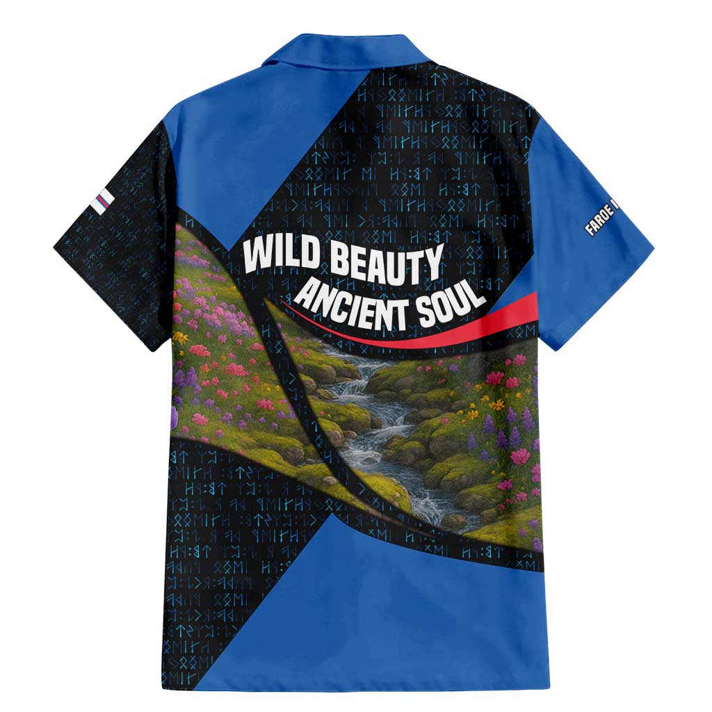 Faroe Islands Family Matching Mermaid Dress and Hawaiian Shirt with Waterfall Nature Scene and Rune Pattern Design - Wonder Print Shop