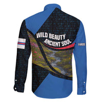 Faroe Islands Family Matching Short Sleeve Bodycon Dress and Hawaiian Shirt with Waterfall Nature Scene and Rune Pattern Design - Wonder Print Shop