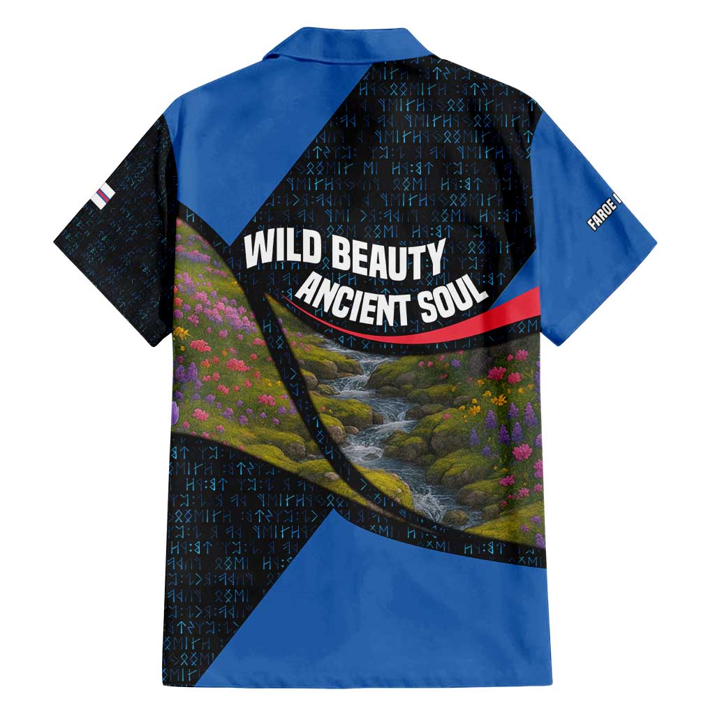 Faroe Islands Family Matching Summer Maxi Dress and Hawaiian Shirt with Waterfall Nature Scene and Rune Pattern Design - Wonder Print Shop