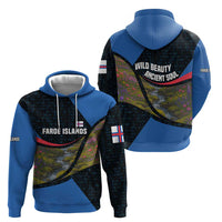 Faroe Islands Hoodie with Waterfall Nature Scene and Rune Pattern Design - Wonder Print Shop