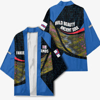 Faroe Islands Kimono with Waterfall Nature Scene and Rune Pattern Design - Wonder Print Shop